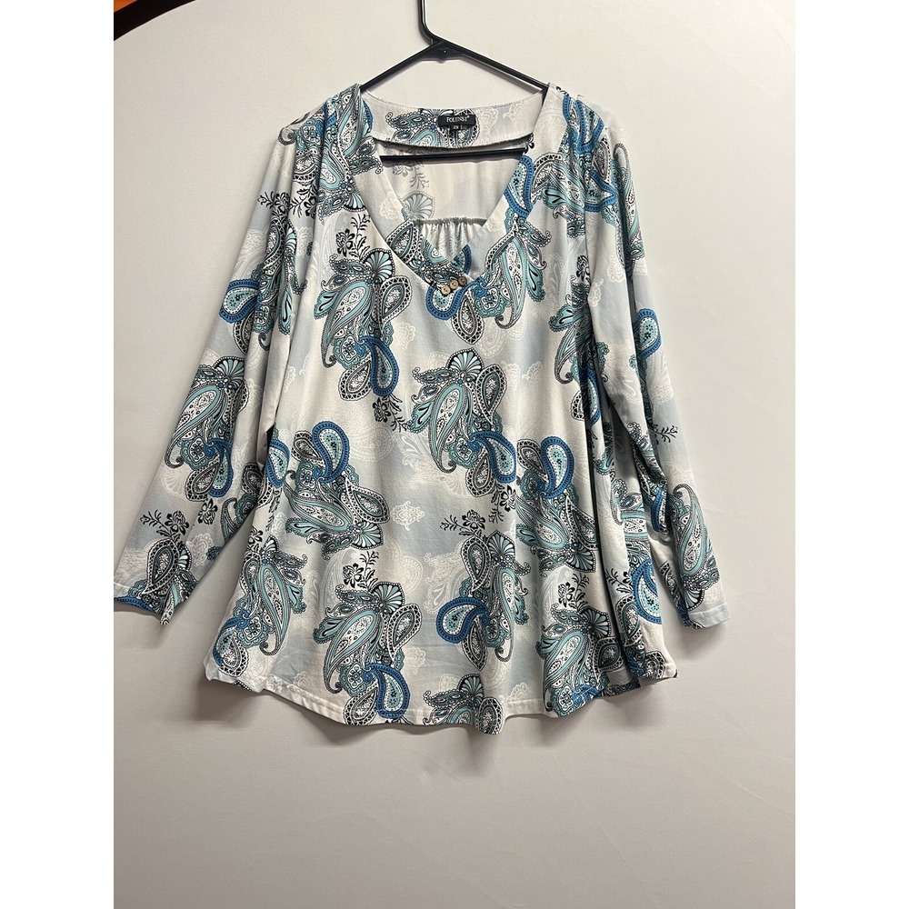 Womens Top Plus size 2XL Multicolor Stretch Paisley